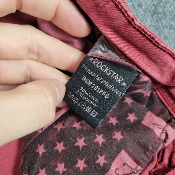 ROCKSTAR RSM201PFD Red Button Fly Straight Leg Mid Rise Denim Jeans SIZE 36 - Picture 10 of 14